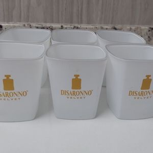 6 Disaronno Velvet 4" White Frosted Gold Bar Ware Decor Square